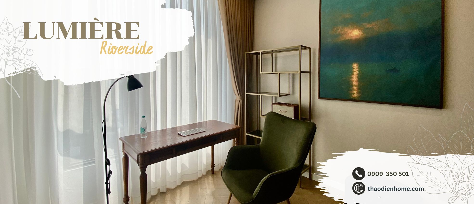 LU W22.03 Homepage - Luxurious 2-Bedroom Apartment in LUMIÈRE Riverside with a Quiet Work Space and Elegant Furniture