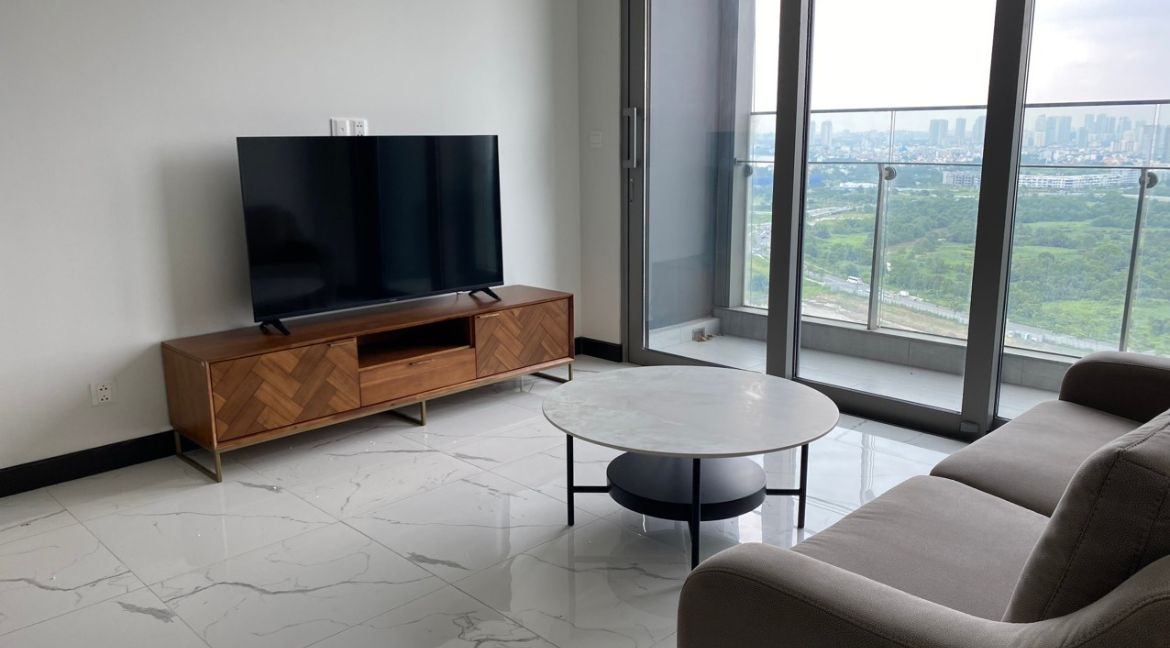 Căn hộ 2 phòng ngủ tối giản có ban công tại Linden Residences – Empire City