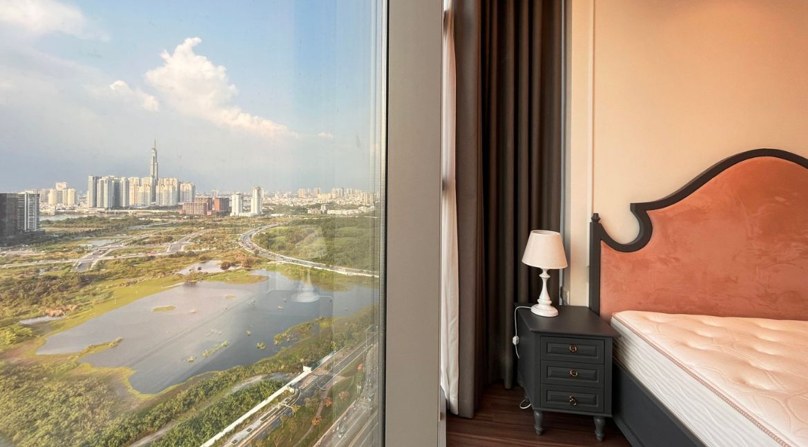 Căn hộ 2 phòng ngủ đầy đủ nội thất với view Sông Sài Gòn & Thành phố tại Linden Residence – Empire City
