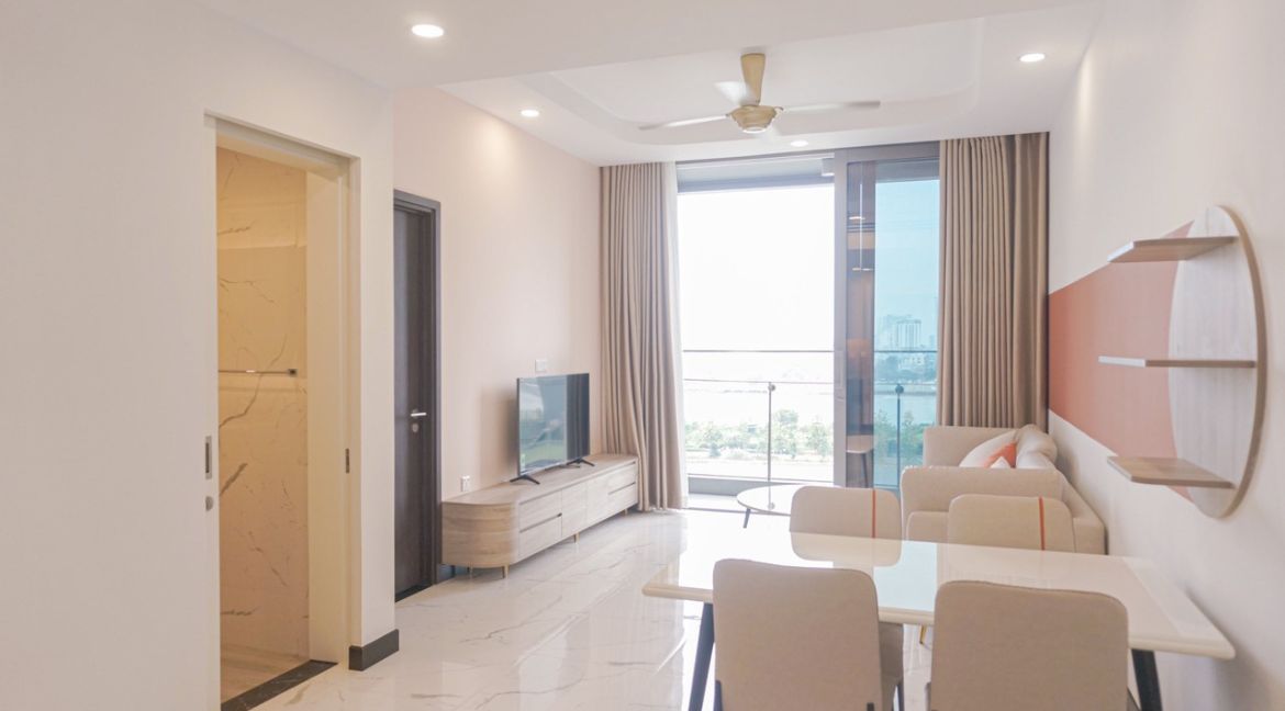 Căn hộ 1 phòng ngủ tone hồng đào tại Linden Residences – Empire City